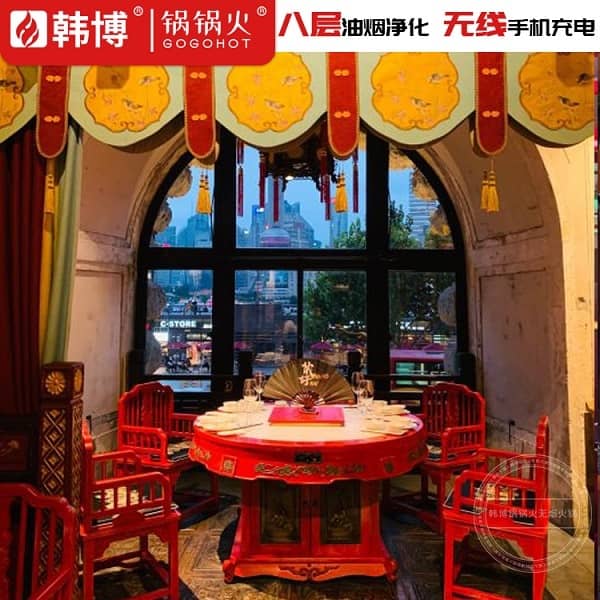 上海小龙翻大江火锅(外滩店)无烟火锅桌案例(图3)